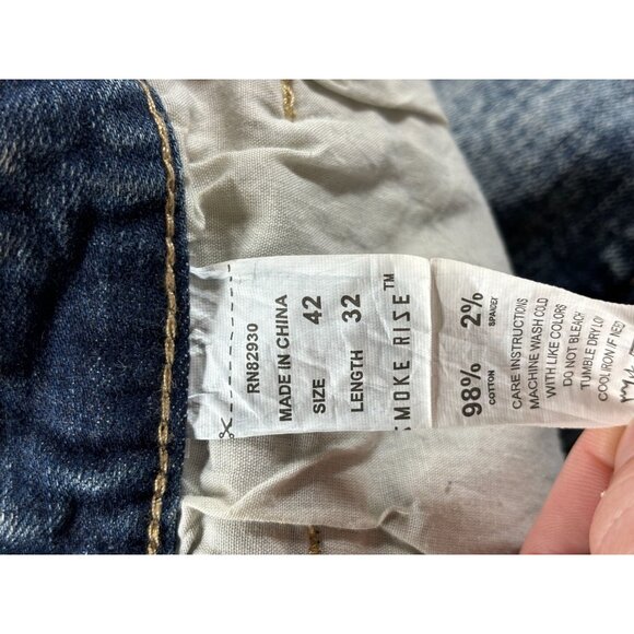 Smoke Rise Distressed Blue Denim Jeans Size 42 X 32 - Picture 4 of 12